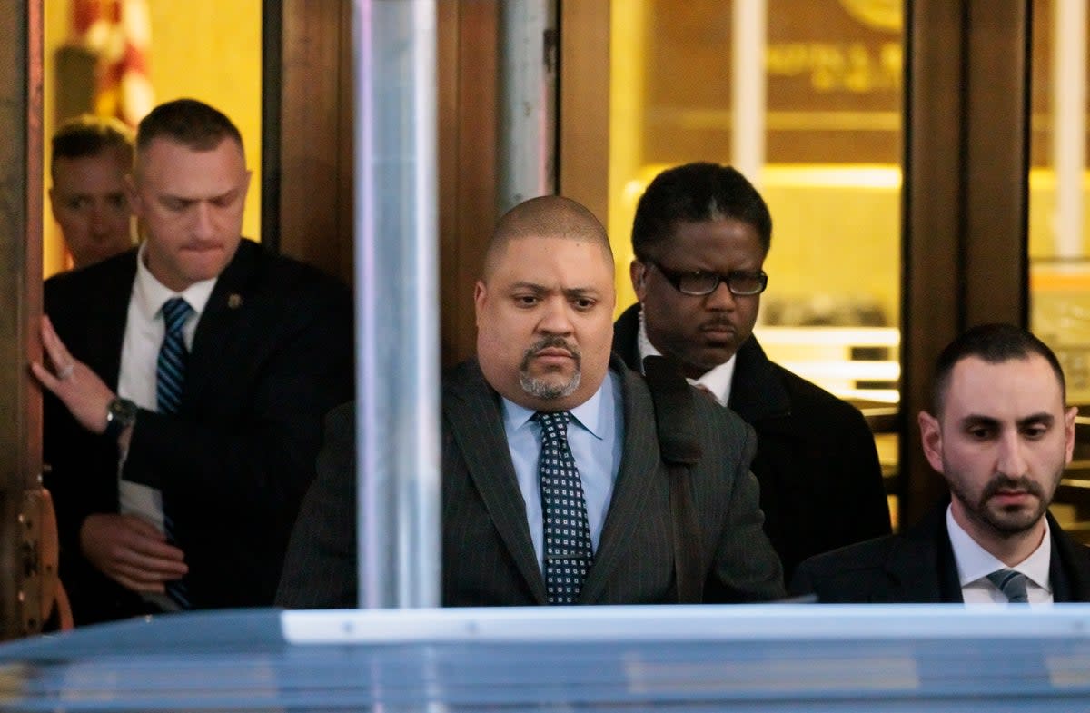 Manhattan District Attorney Alvin Bragg leaves his office in New York on 30 March 2023 (EPA)