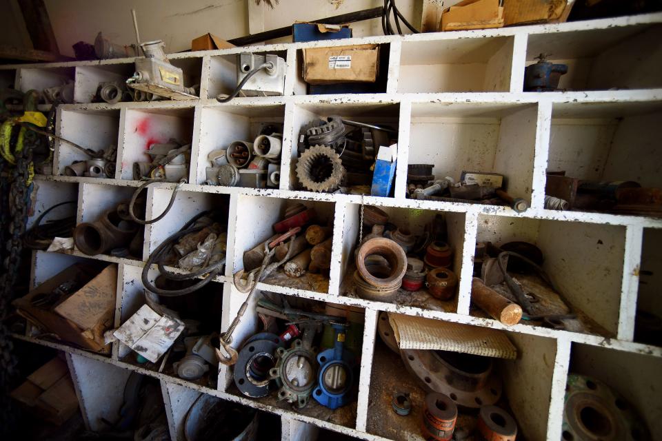 A bunch of small fillings and other items sit in a shed at a rig at the FORGE geothermal demonstration sight near Milford on Thursday, July 6, 2023. | Scott G Winterton, Deseret News