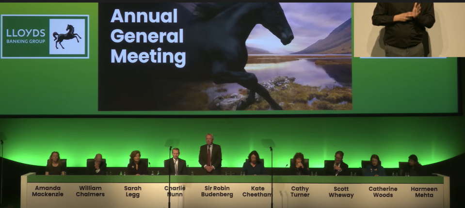 Lloyds Banking Group’s AGM in Glasgow was disrupted by protesters on Thursday morning (PA)