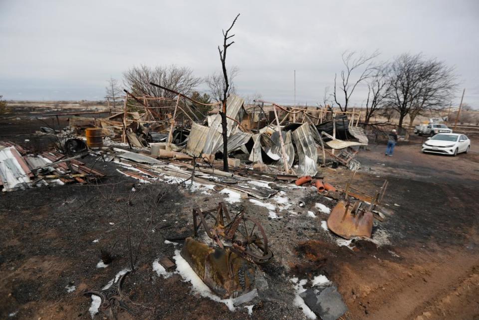 This home was destroyed by fire at 8566 State Highway 136. Residents have been working to recover from the Tuesday grass fires that devastated parts of the panhandle.