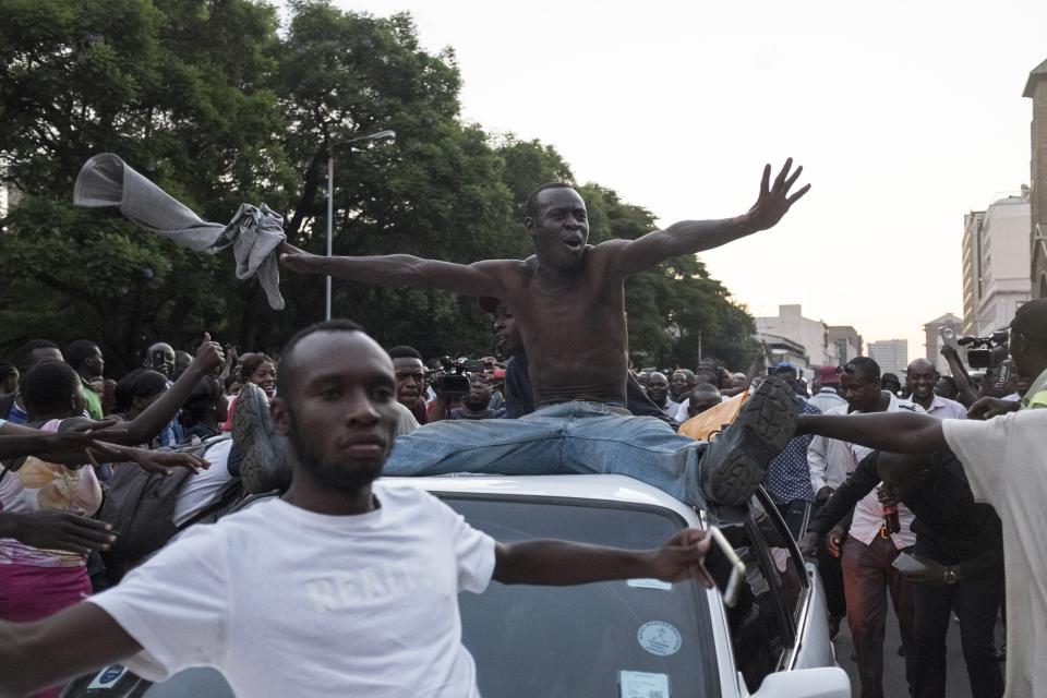 Zimbabweans celebrate.