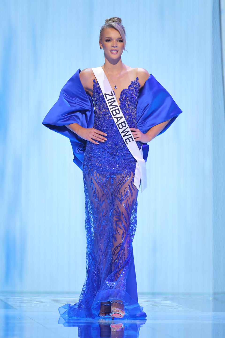 SAN SALVADOR, EL SALVADOR - NOVEMBER 15: Miss Zimbabwe Brooke Bruk-Jackson attends the The 72nd Miss Universe Competition - Preliminary Competition at Gimnasio Nacional Jose Adolfo Pineda on November 15, 2023 in San Salvador, El Salvador. (Photo by Hector Vivas/Getty Images)