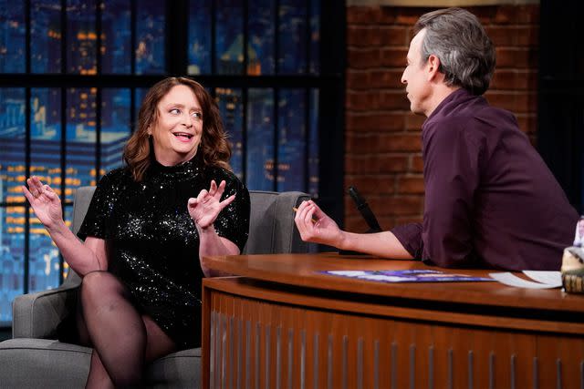 <p>Lloyd Bishop/NBC</p> Rachel Dratch and Seth Meyers on 'Late Night'