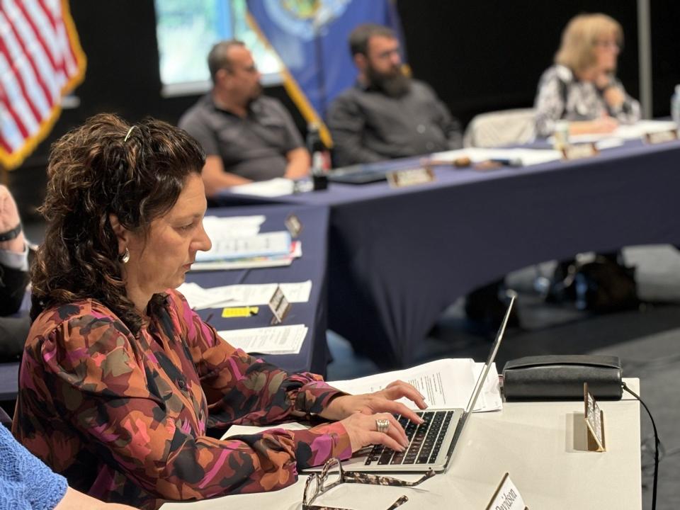 Town Attorney Leah Rachin attends the Wells Select Board meeting on April 16, 2024. Rachin helped draft a proposed ordinance for a moratorium that seeks to halt large-scale home developments in Wells, Maine, for 180 days.