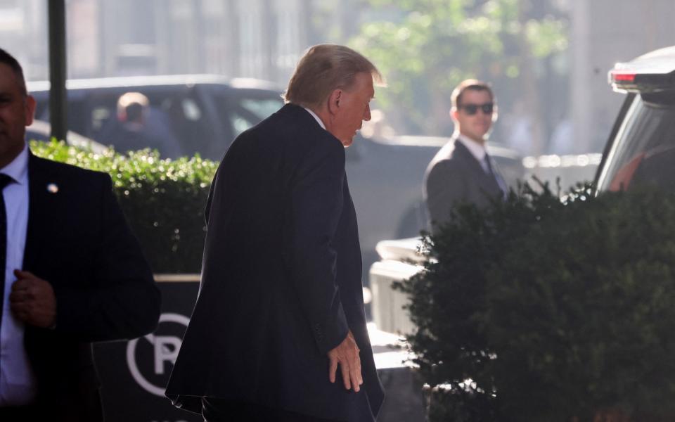 Former US President Donald Trump departs Trump Tower for a Manhattan courthouse trial