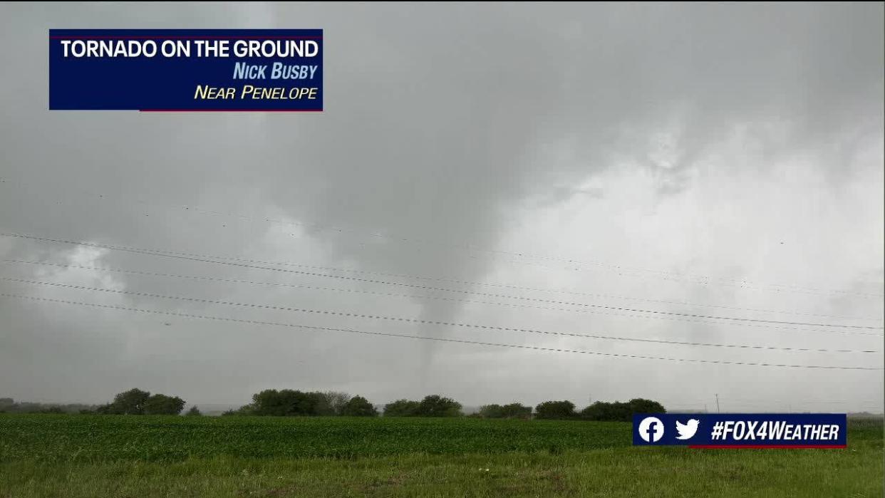 <div>A tornado forms near Penelope, Texas on Friday, April 26.</div> <strong>(Nick Busby)</strong>
