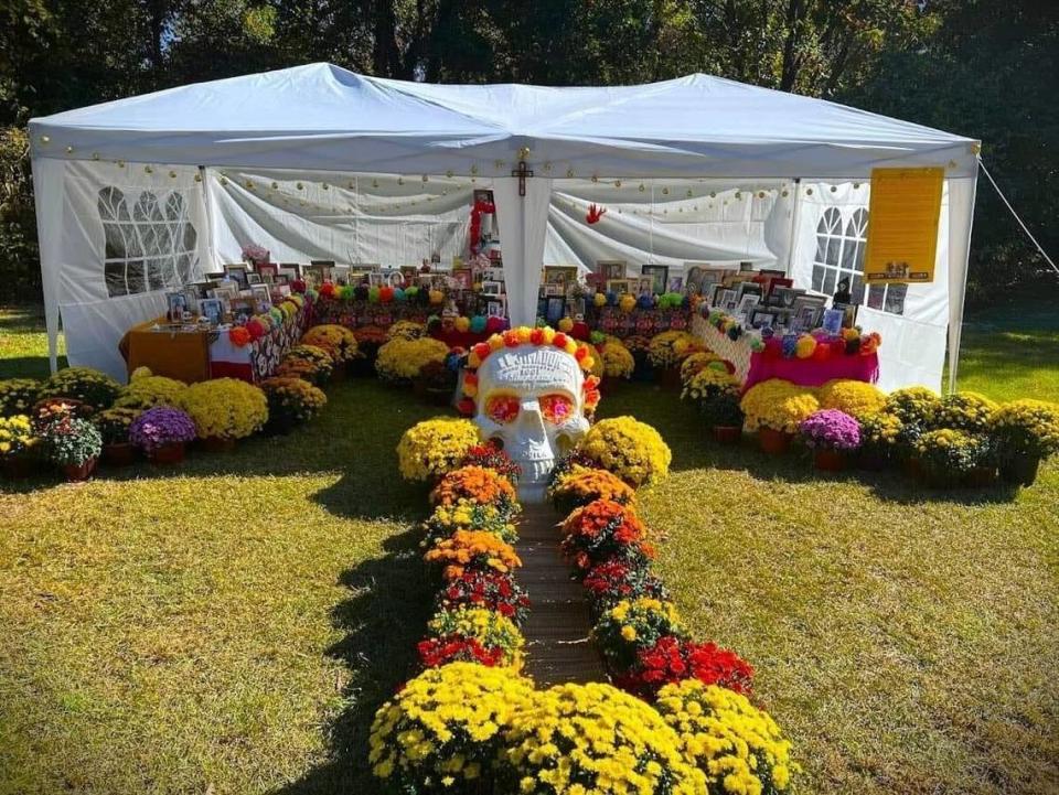 A Day of the Dead altar previously installed at the Historic Oakwood cemetery in Raleigh.