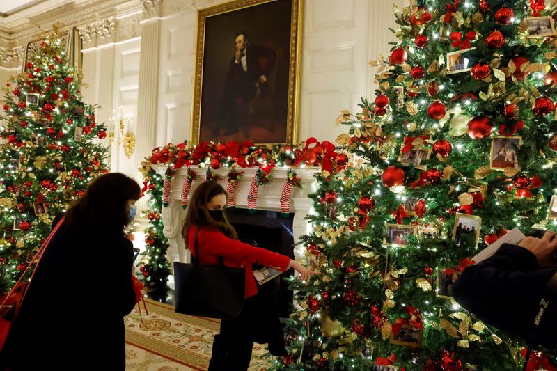 A press tour of White House Christmas decorations in Washington