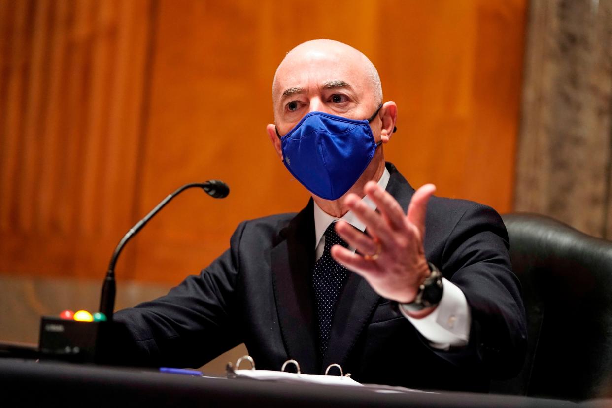 Alejandro Mayorkas, nominee for secretary of homeland security, testifies during his confirmation hearing in the Senate Homeland Security and Governmental Affairs Committee, Jan. 19, 2021. (Photo: JOSHUA ROBERTS/AFP via Getty Images)