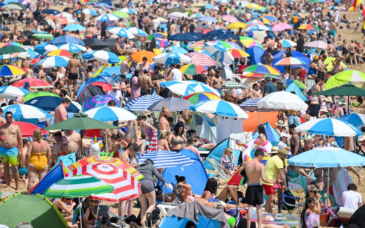 Crowds during the heatwave in Bournemouth on June 17 - Finnbarr Webster 