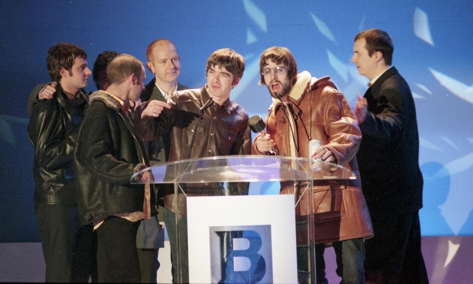 Oasis accept their award in 1996 (John Marshall/JMEnternational )