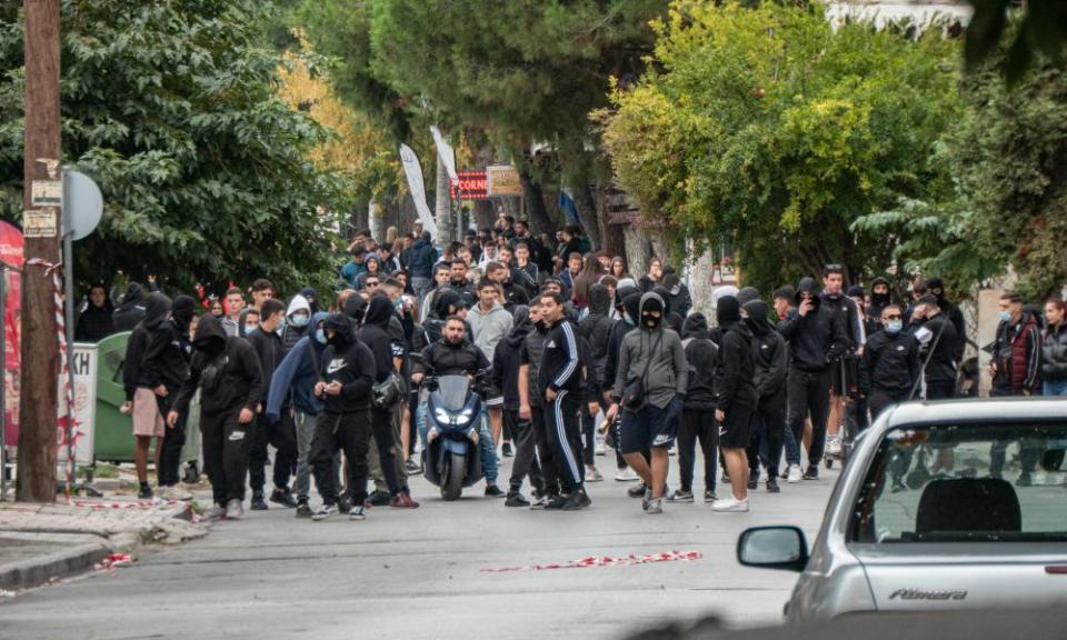 Street clashes between students backed by far-right nationalists, and the police in Thessaloniki.