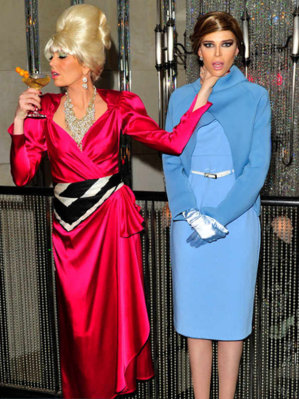 The pair transformed themselves into Ivana and Melania Trump. Source: E!