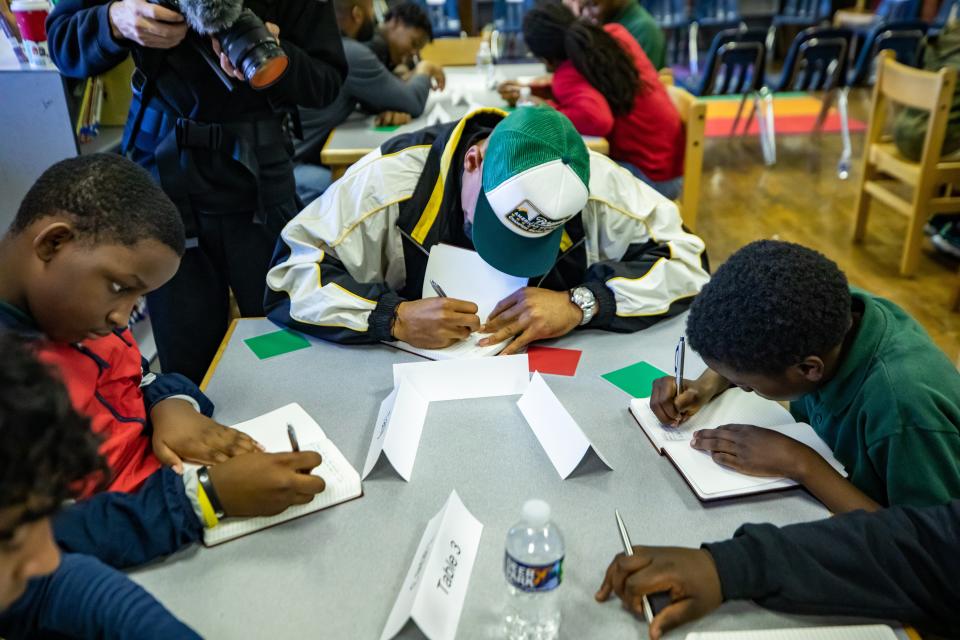 Jalen Hurts said he writes in a journal to help stay present in the moment.