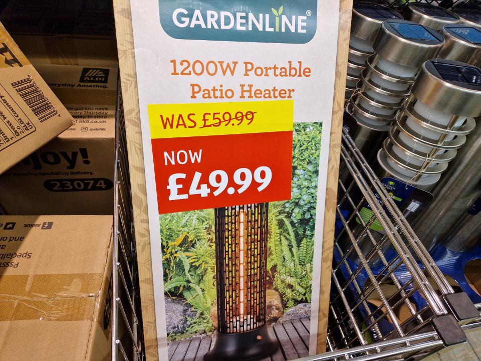 Portable patio heater at UK Aldi