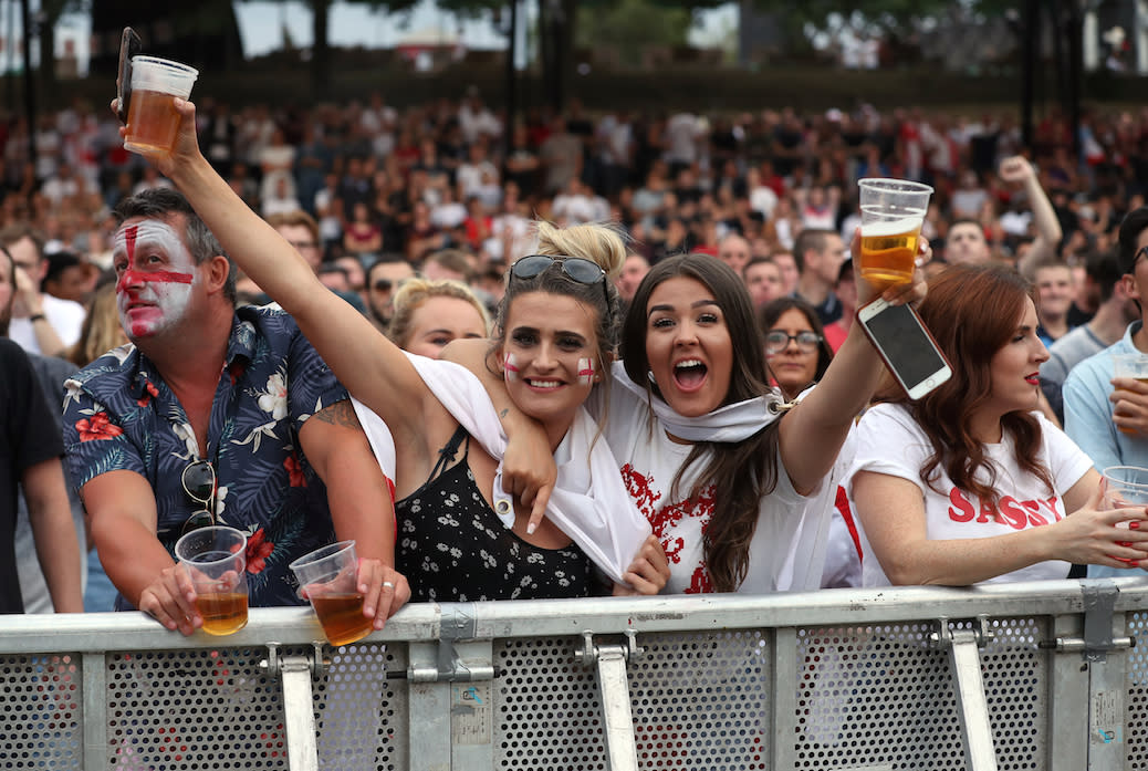 Fans watch the World Cup semi-final in July between Croatia and England at the Castlefield Bowl, Manchester (Picture: PA)