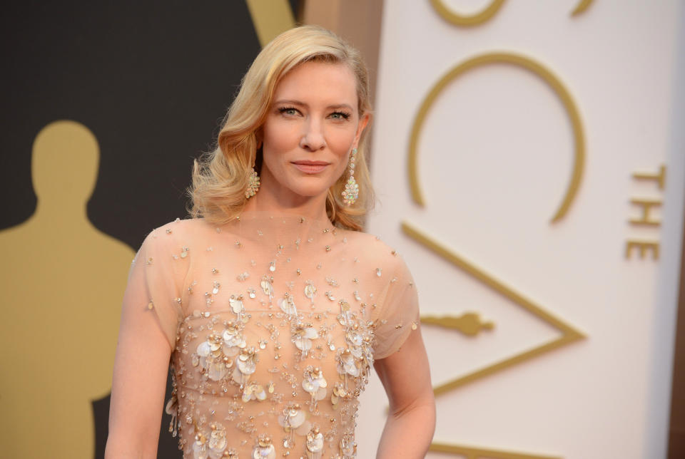 Cate Blanchett arrives at the Oscars on Sunday, March 2, 2014, at the Dolby Theatre in Los Angeles. (Photo by Jordan Strauss/Invision/AP)