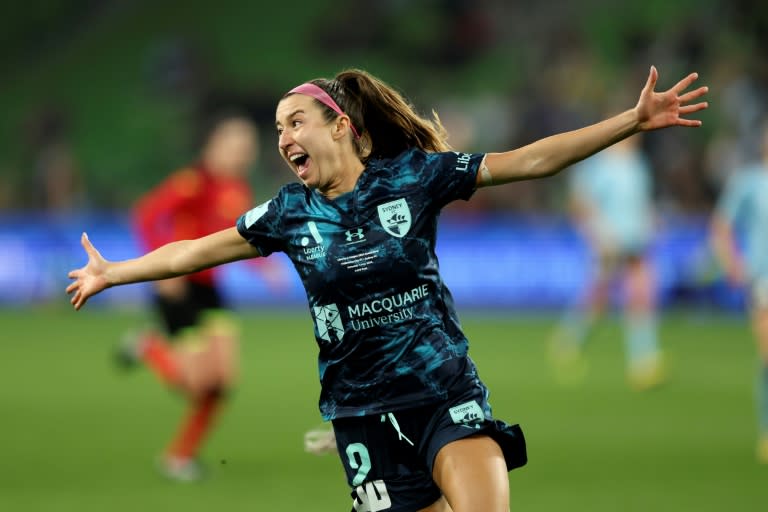 Sydney FC's Shea Connors celebrates after scoring the winning goal in the A-League women's grand final (Martin KEEP)
