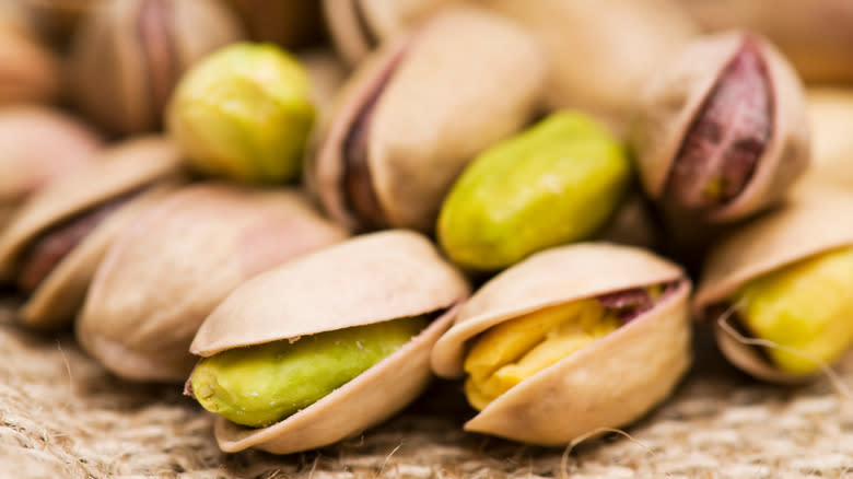 close up of pistachios