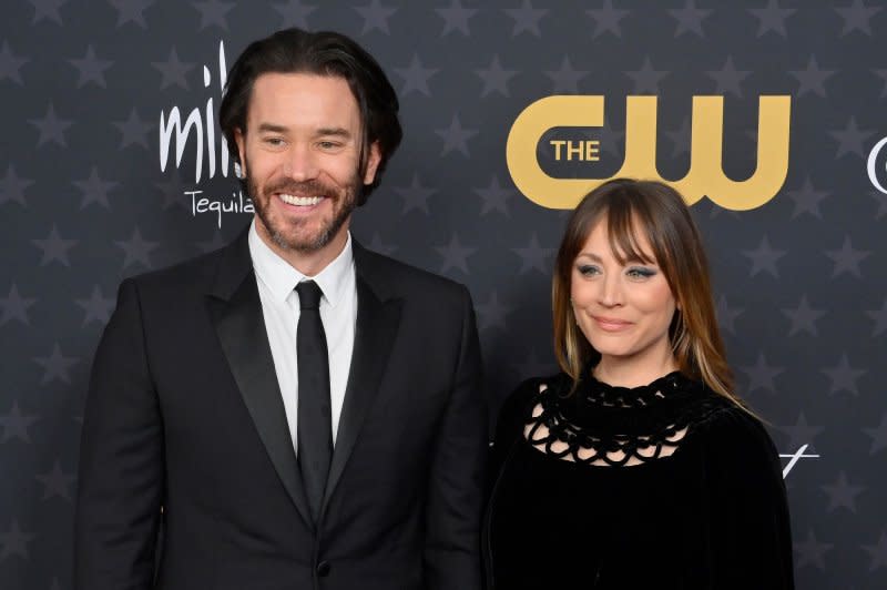Tom Pelphrey (L) and Kaley Cuoco attend the Critics' Choice Awards in 2023. File Photo by Jim Ruymen/UPI