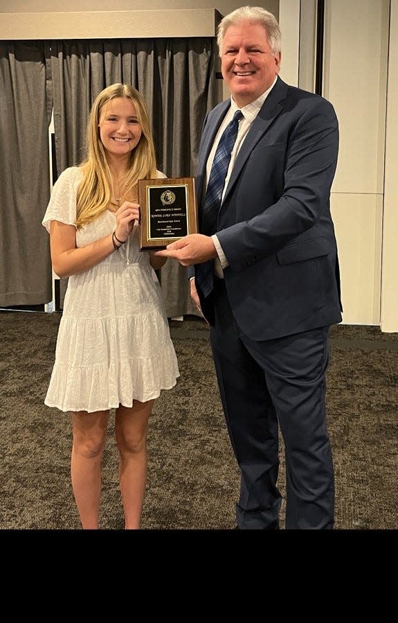 Marshwood High School senior Rowan Waddell and Principal Brett Hoogterp.