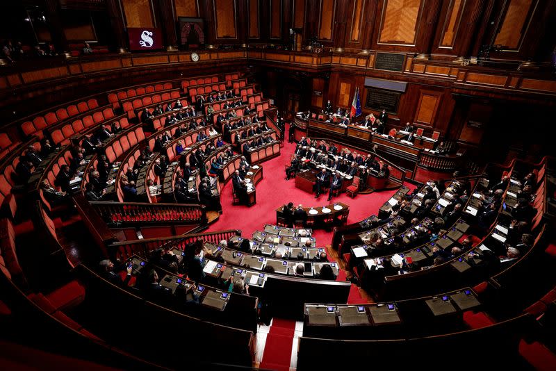 FILE PHOTO: Italy's PM Meloni attends the upper house of parliament, in Rome