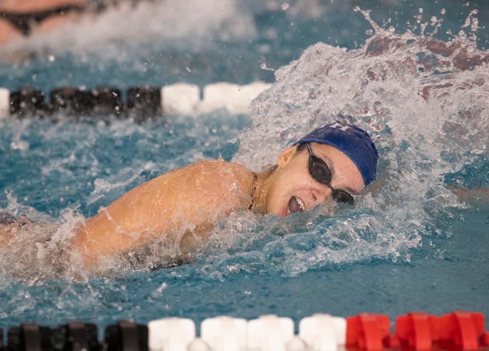 Middletown South Marcella Figueroa won the Girls 100 yard Freestyle at Monmouth County Swim Championships in Neptune, NJ on January 22, 2022. 