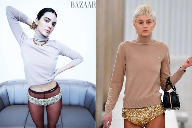 Kendall Jenner Models the Sequin Miu Miu Underwear That Emma Corrin First  Wore on the Runway