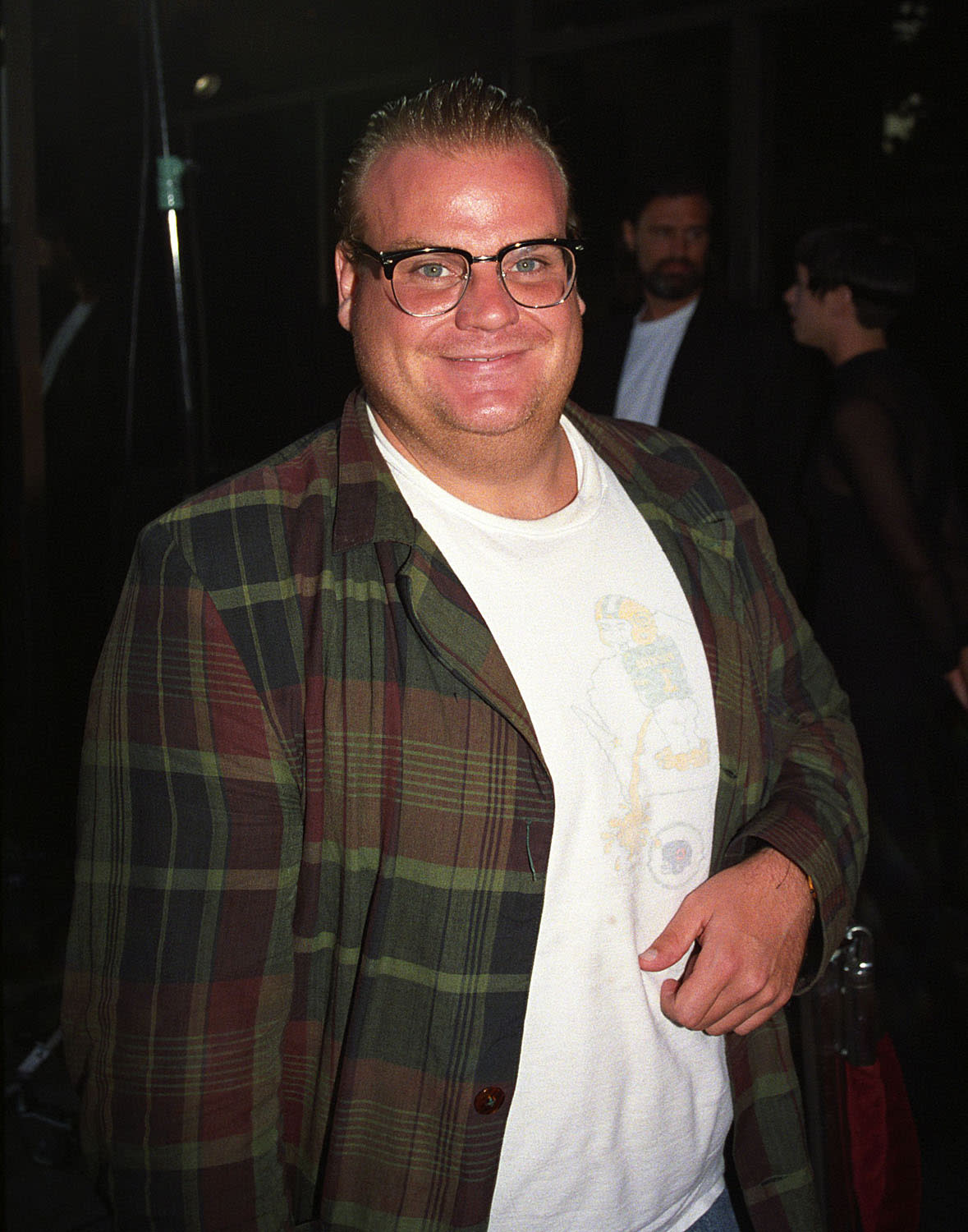 Chris Farley at the <em>Hearts and Souls</em> premiere in Los Angeles in August 1993. (Photo: Berliner Studio/BEI/Rex/Shutterstock)