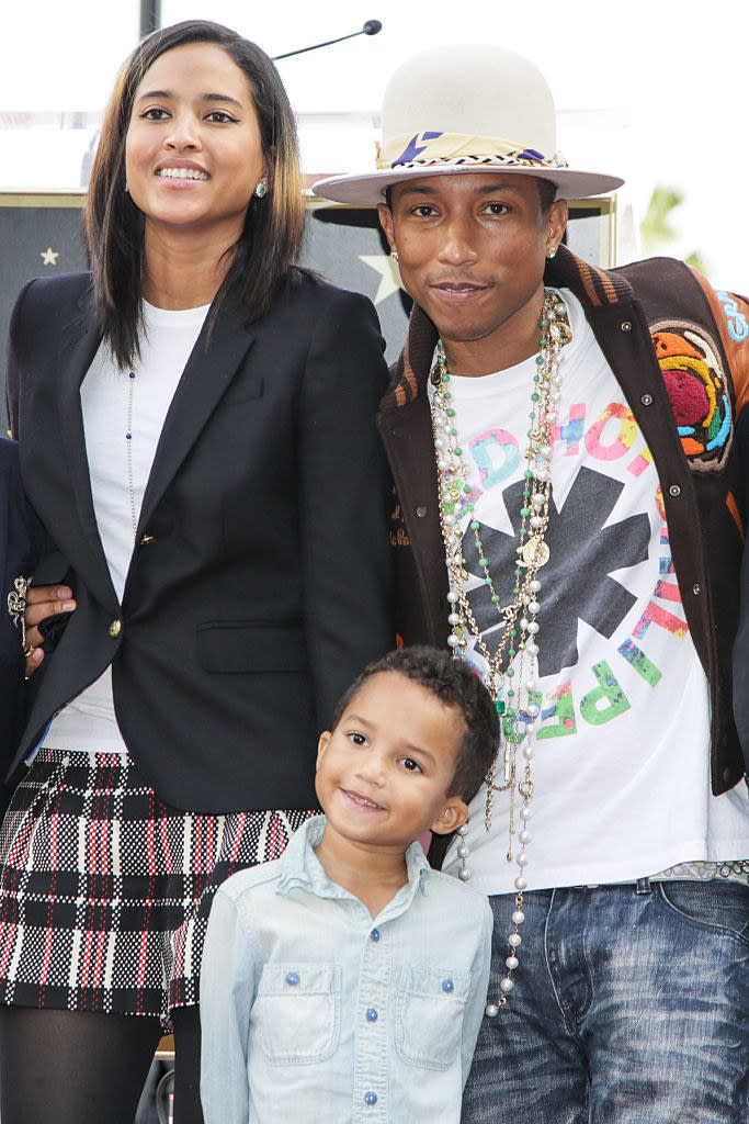 Pharrell with his wife and son