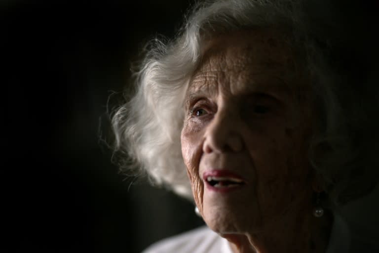 Mexican author Elena Poniatowska speaks at her home during an interview with AFP in Mexico City (CARL DE SOUZA)