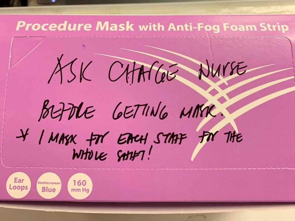 Nurses are restricting the number of masks they can use per day.