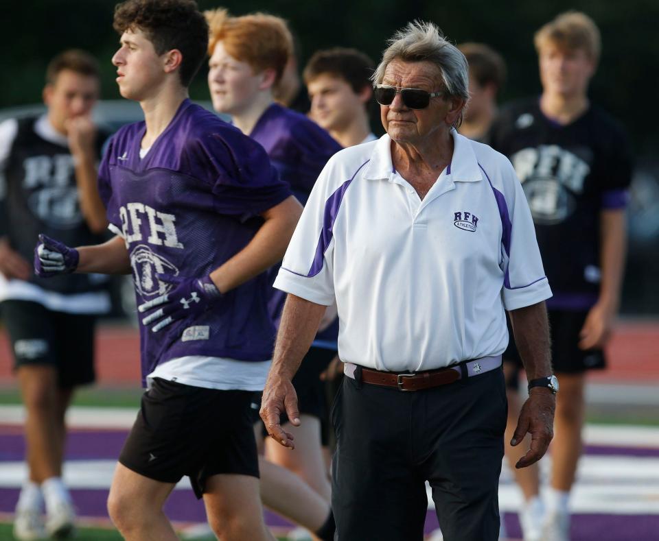 Jerry Schulte, shown in August, 2021, has been a coach in Shore Conference football for 48 years.