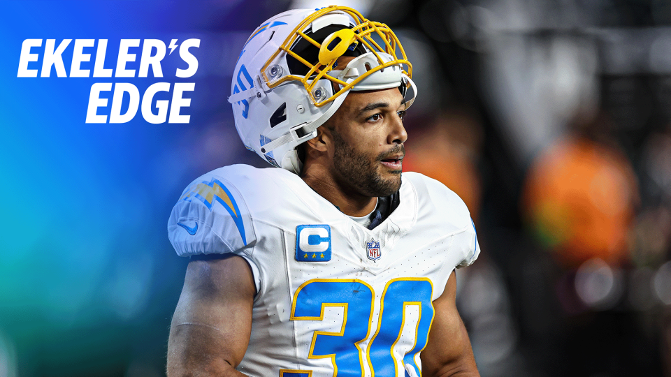 The last regular season episode of 'Ekeler's Edge' is one you don't want to miss. The Chargers RB connects with Matt Harmon and details one the wildest weeks of his NFL career. Ekeler shares his thoughts on the TNF debacle against the Raiders and the subsequent firing of his head coach Brandon Staley and Chargers GM Tom Telesco. (Credit: Sean M. Haffey/Getty Images) 