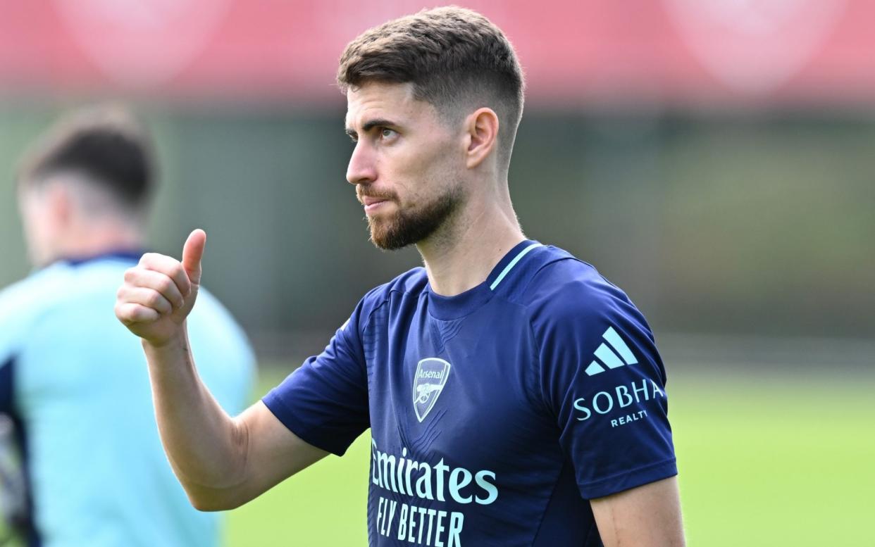 Arsenal midfielder Jorginho during a training session at Sobha Realty Training Centre, August 30, 2024