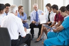 <span class="caption">Healthcare workers from all levels help enact change.</span> <span class="attribution"><a class="link " href="https://www.shutterstock.com/image-photo/portrait-group-workers-medical-professions-280367909?src=QdzSeagpggy0e10SAMQu6w-1-16" rel="nofollow noopener" target="_blank" data-ylk="slk:Monkey Business Images/Shutterstock;elm:context_link;itc:0;sec:content-canvas">Monkey Business Images/Shutterstock</a></span>