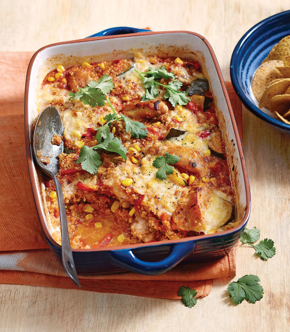 Shredded Chicken and Vegetable Tortilla Bake