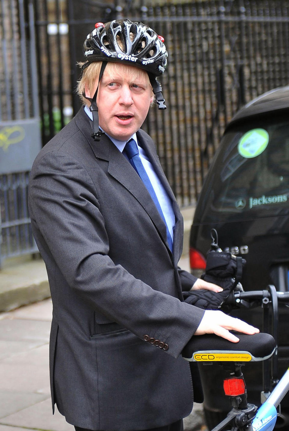 London Mayor Boris Johnson leaves after casting his vote in Islington, London.