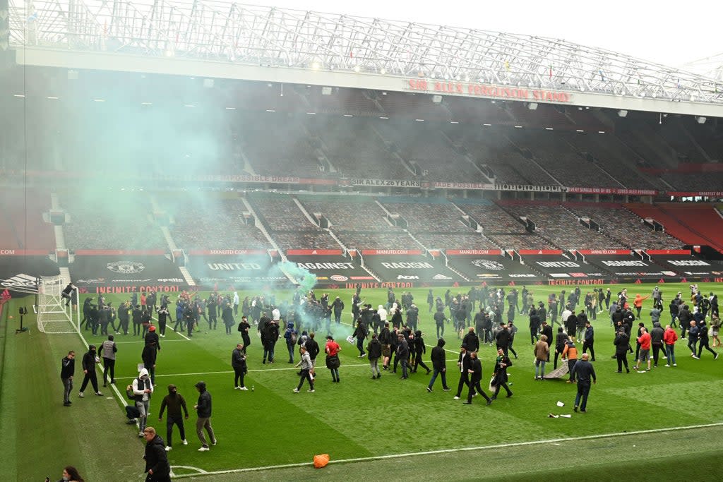 Fans broke into Old Trafford, postponing this fixture five months ago  (AFP via Getty Images)