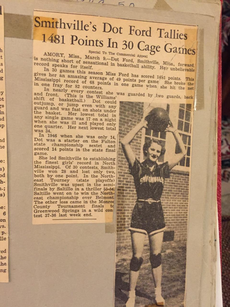 Joe Burrow's grandmother, Dot Ford, was a Mississippi high school basketball star