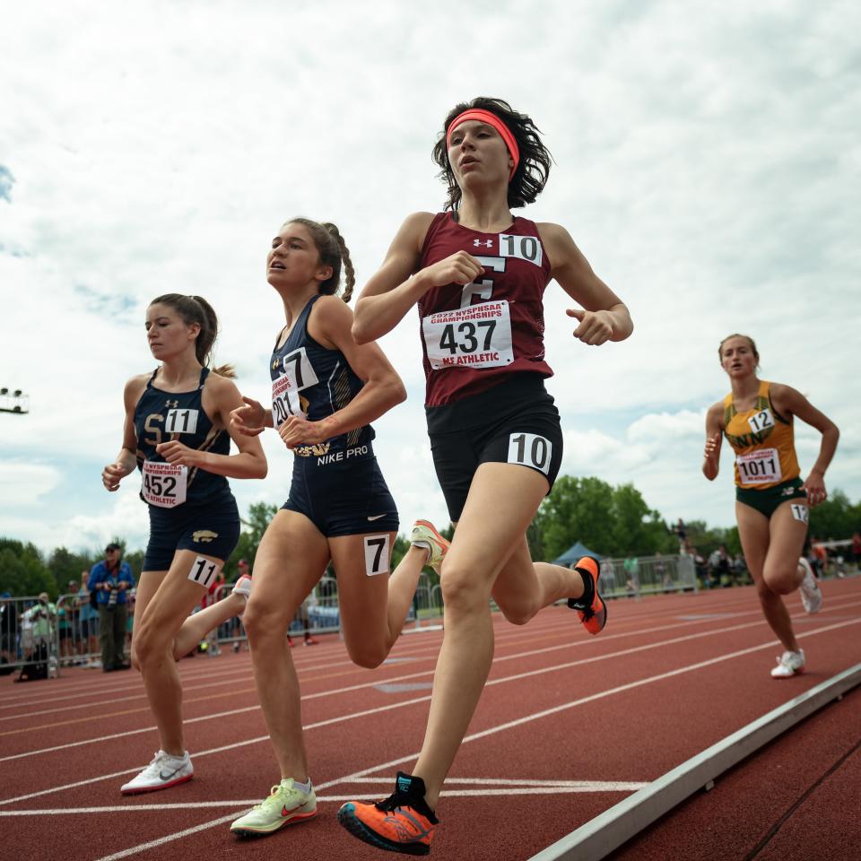 Elmira's Ana (Vicky) Mordvinova (437) competes in the 2022 NYSPHSAA Outdoor Track and Field Championships in Syracuse on Saturday, June 11, 2022.