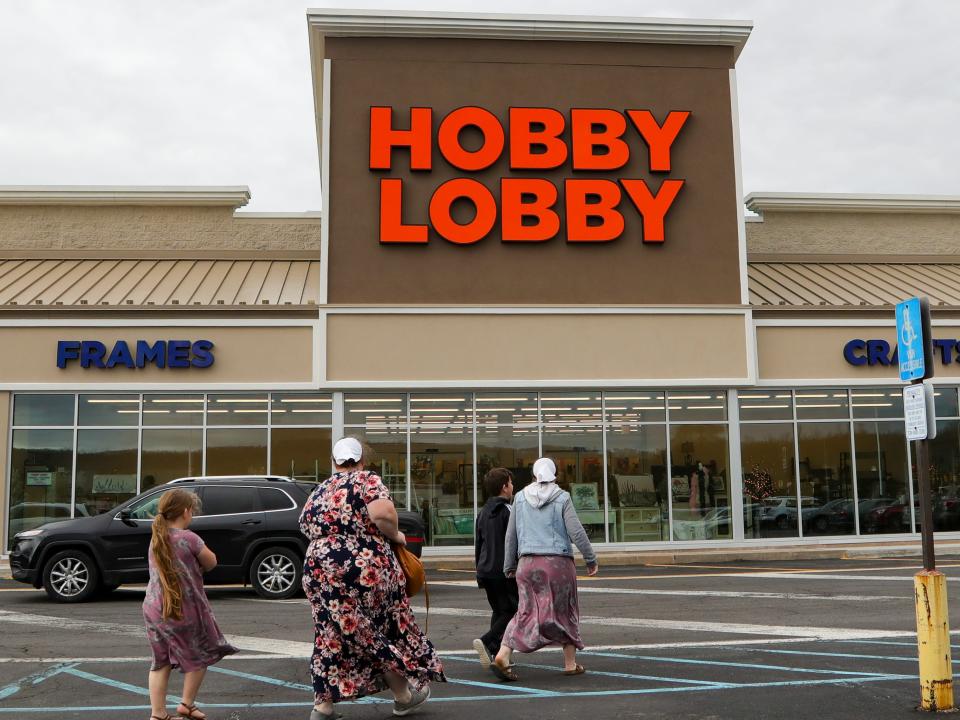 Shoppers in front of a Hobby Lobby in Pennsylvania