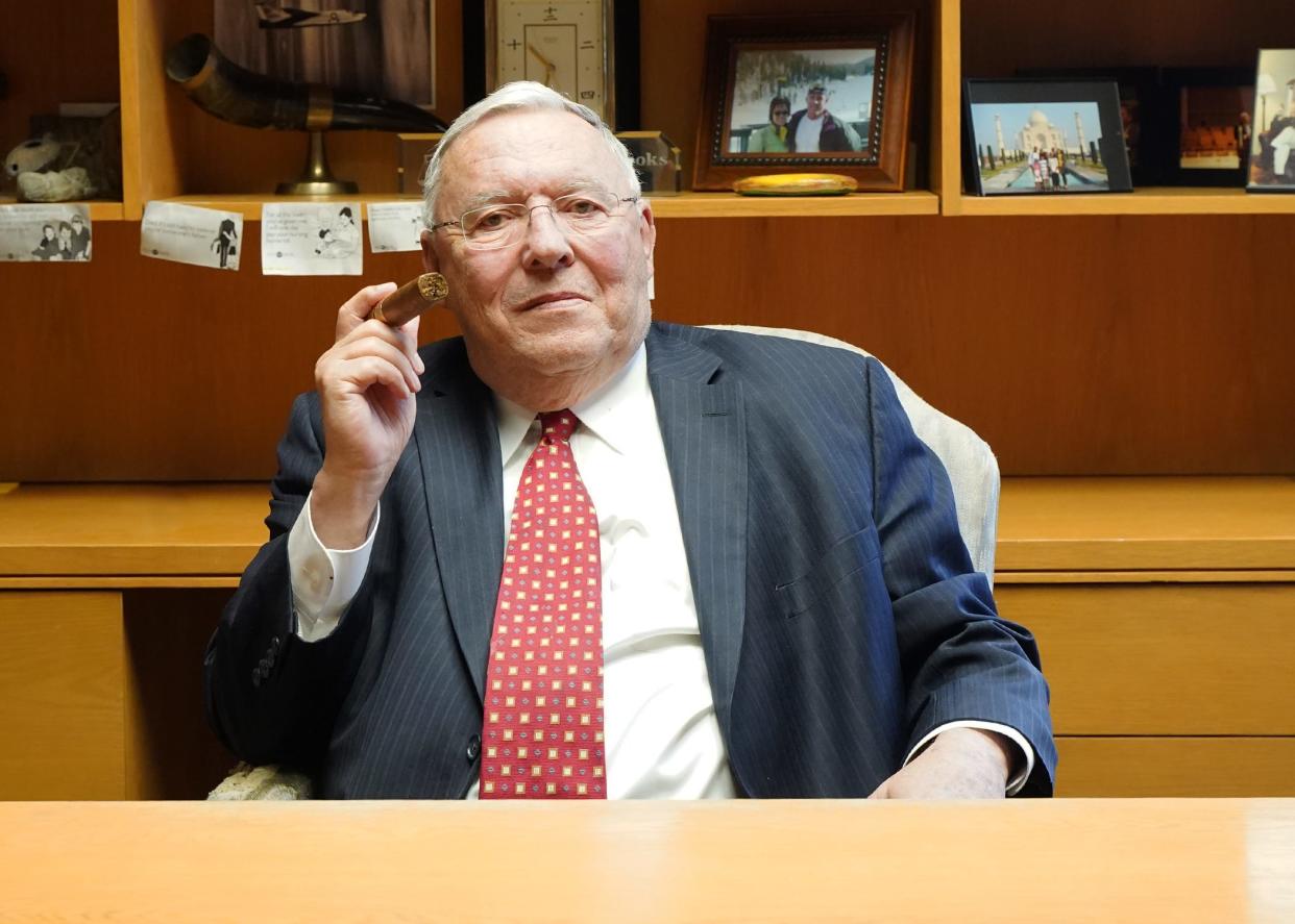 Blunt, cigar-chewing, small-town lawyer Michael Brooks, 76, will be one of the honorees when the State Bar of Michigan hosts its annual 50-Year Golden Celebration luncheon May 25 at Saint John’s Resort in Plymouth to honor attorneys with 50 years of membership with the State Bar of Michigan.