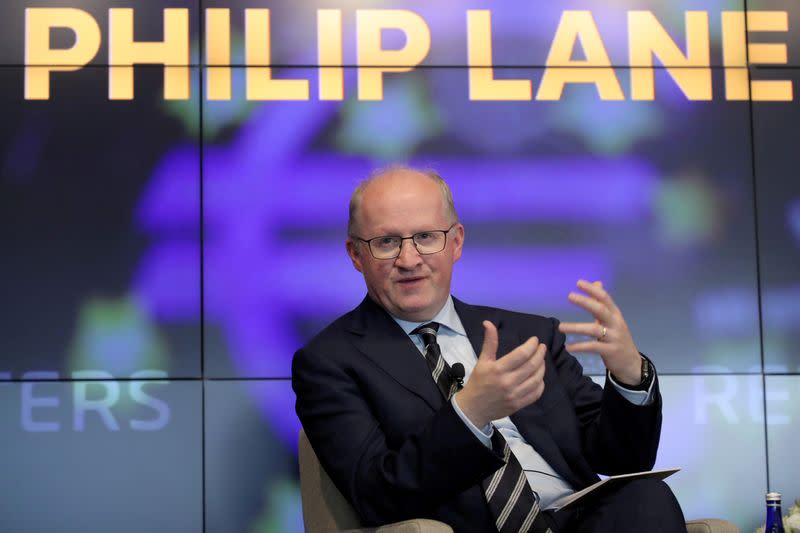 FILE PHOTO: European Central Bank Chief Economist Philip Lane speaks during a Reuters Newsmaker event in New York