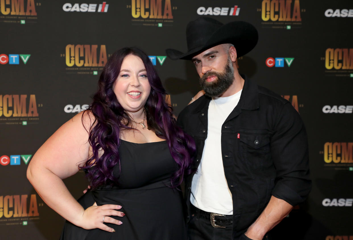 HAMILTON, ONTARIO - SEPTEMBER 16: Alicia Mccarvell and Scott Mccarvell attend the 2023 Canadian Country Music Awards at FirstOntario Concert Hall on September 16, 2023 in Hamilton, Ontario. (Photo by Jeremy Chan/Getty Images)