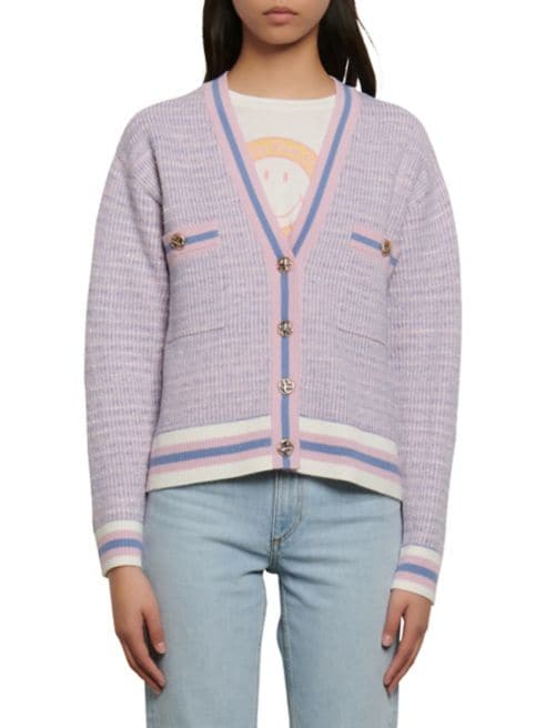 Sandro Lyna Cropped Tweed Cardigan