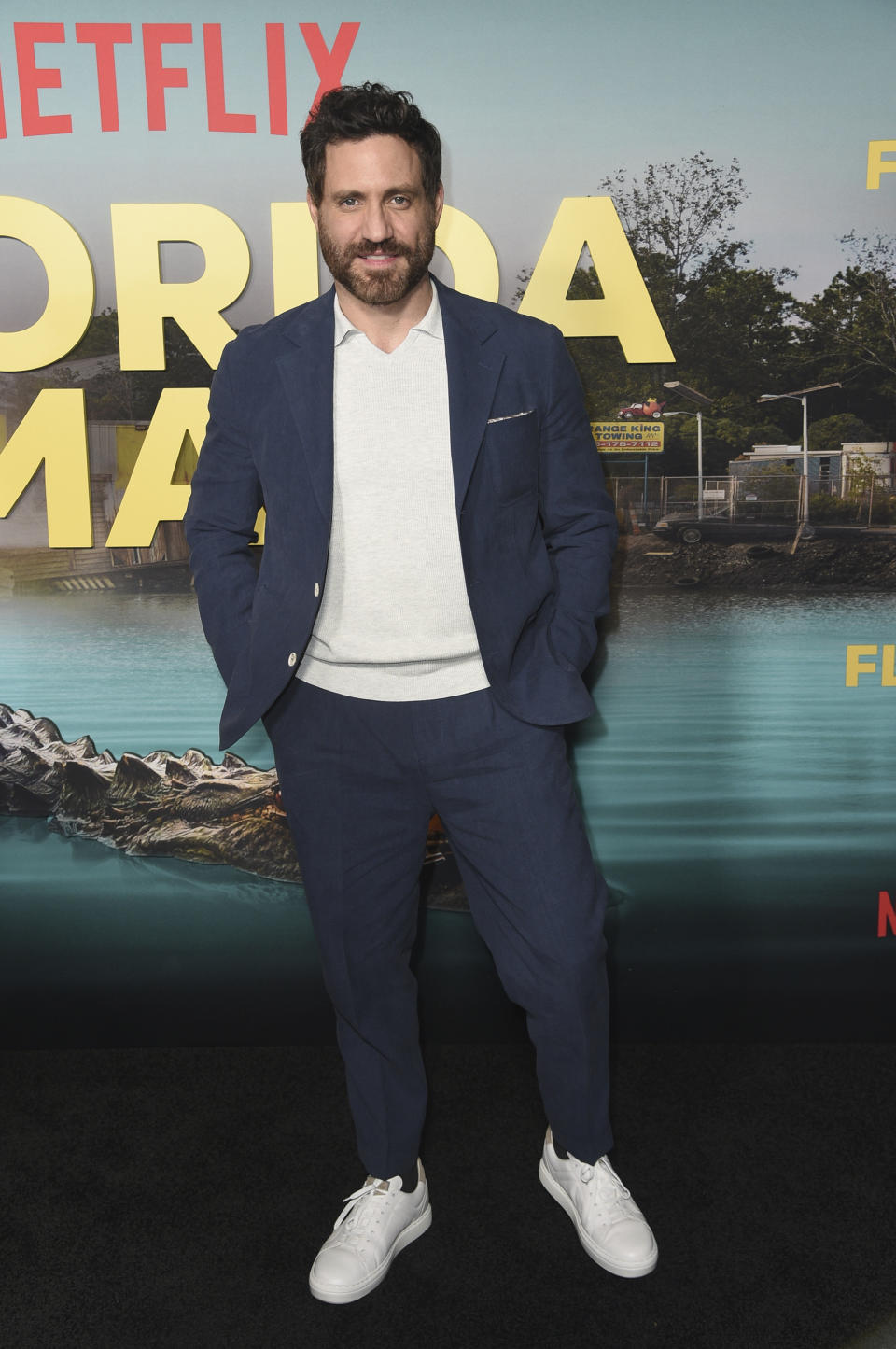 Edgar Ramirez arrives at the premiere of "Florida Man" on Wednesday, April 12, 2023, at the Roma Theater in Los Angeles. (Photo by Richard Shotwell/Invision/AP)