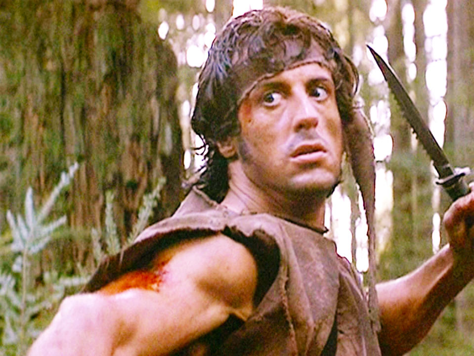 LOS ANGELES - OCTOBER 2: The movie "First Blood", directed by Ted Kotcheff. (Alternatively referred to as Rambo: First Blood).  Based on David Morrell's novel of the same name.  Seen here, Sylvester Stallone as John Rambo.  Initial theatrical release October 2, 1982. Screen capture. Paramount Pictures. (Photo by CBS via Getty Images)