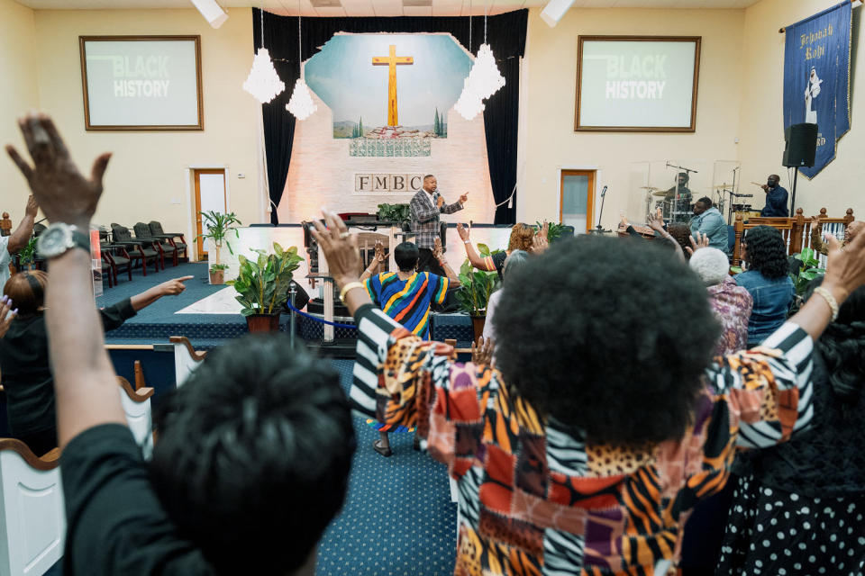 Reverend Dr. Gaston Smith during a service at Friendship Missionary Baptist Church in Liberty City, Fla. (Bryan Cereijo / The Washington Post via Getty Images file)