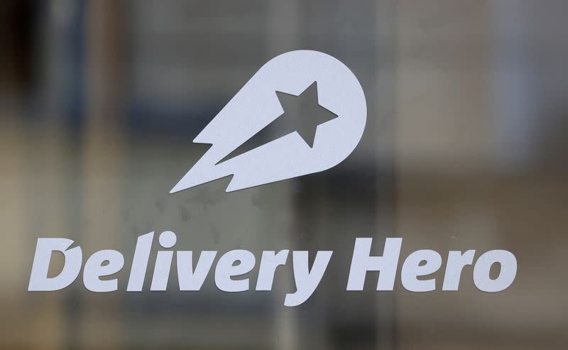 FILE PHOTO: The Delivery Hero's logo is pictured at its headquarters in Berlin